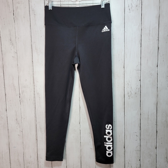 adidas Pants - Adidas Women's Primegreen Black Aeroready ⅞ Length Spellout Leggings Size Medium
